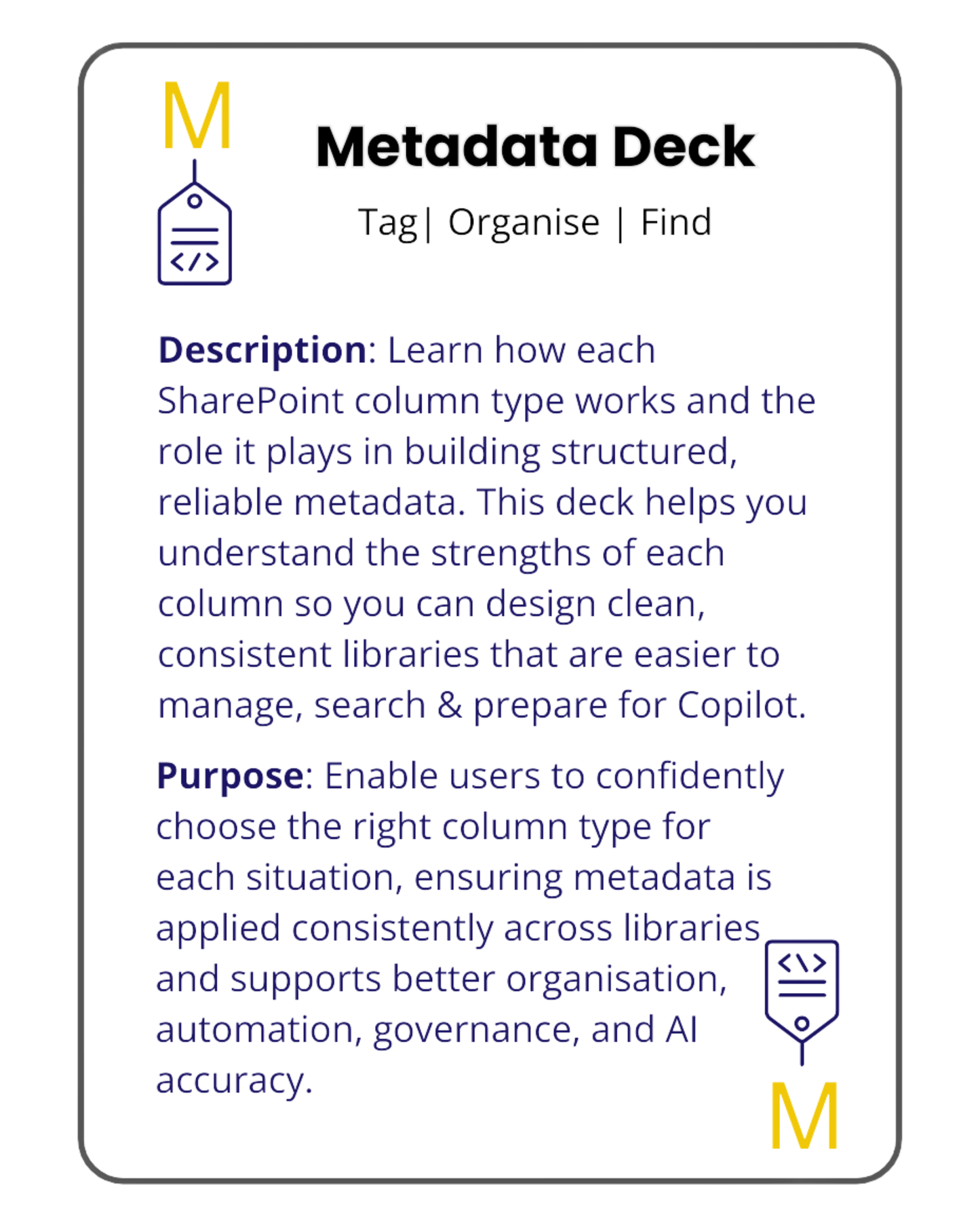 Microsoft 365 Organisaiton and Metadata Workflow Cards