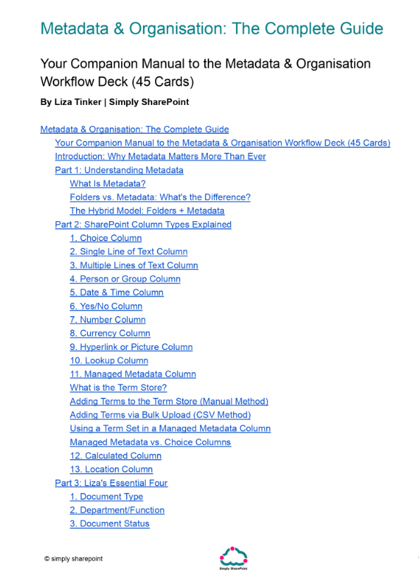 Organisation & Metadata Workflow Cards