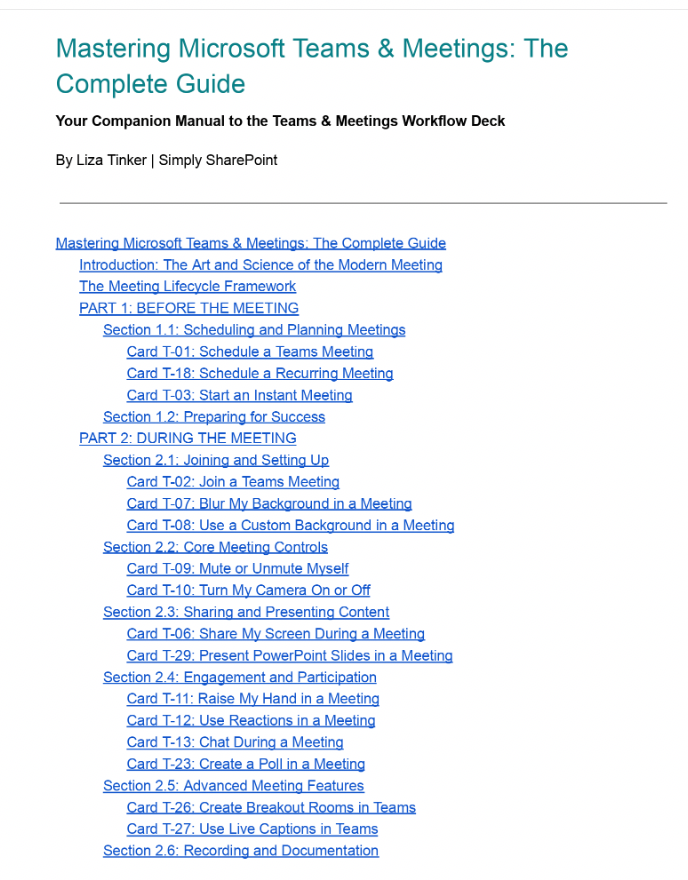 Teams & Meetings Workflow Cards