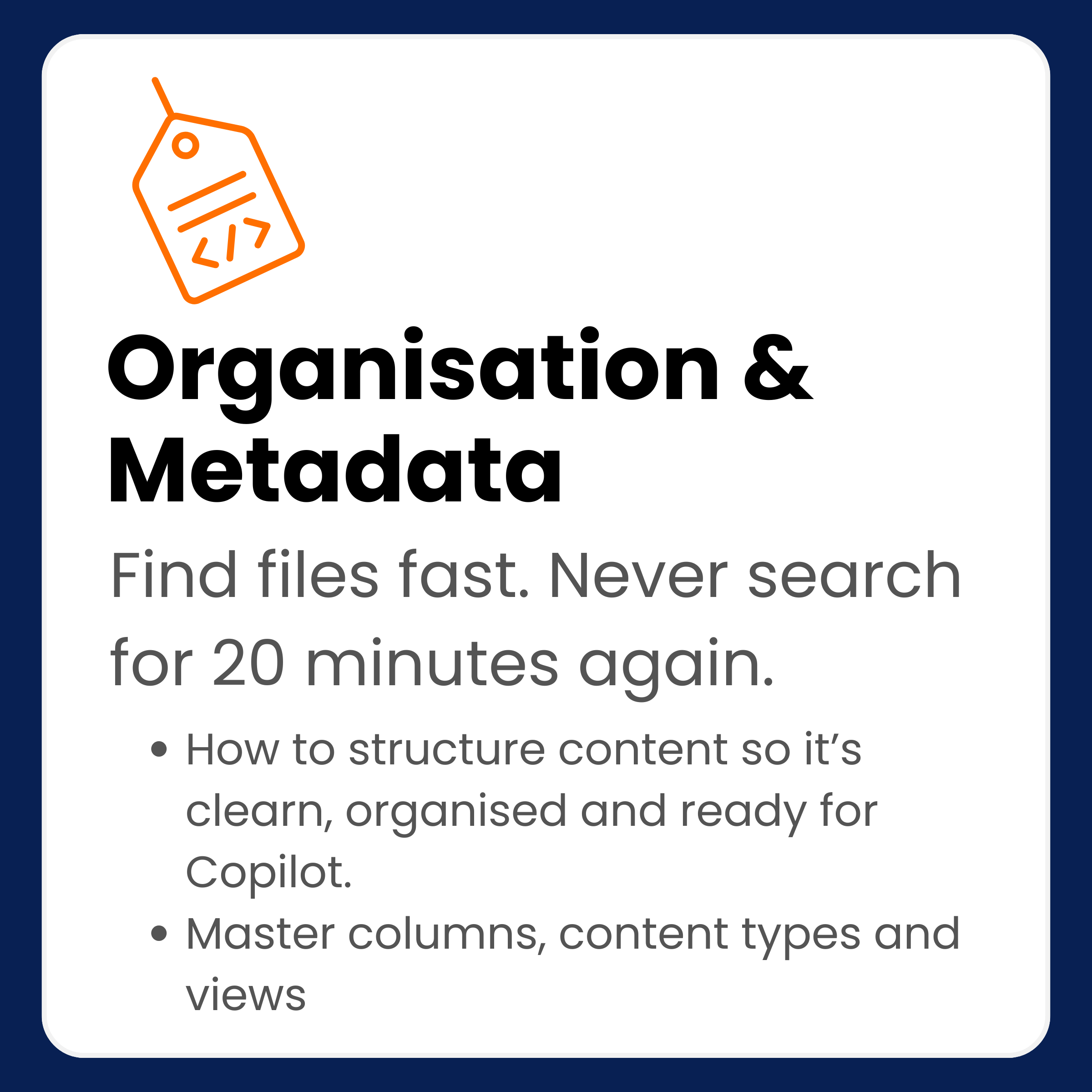 Organisation & Metadata Workflow Cards